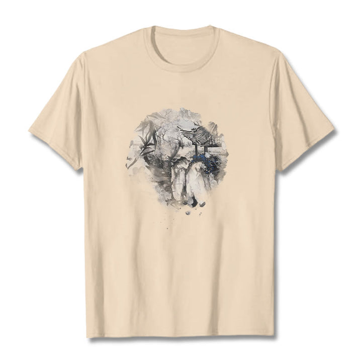 Buddha Stones Chiński pawilon górski z bambusa Wzór T-shirt T-shirt - For - 2XL - image 5