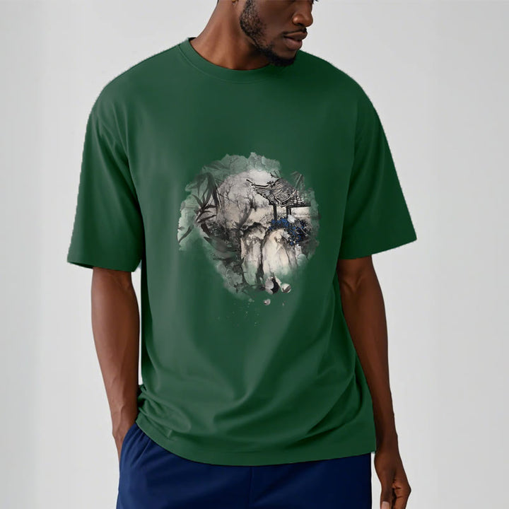 Buddha Stones Chiński pawilon górski z bambusa Wzór T-shirt T-shirt - image 11