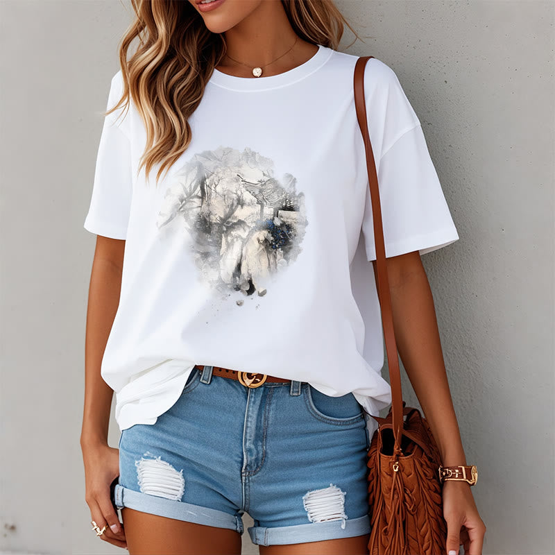 Buddha Stones Chiński pawilon górski z bambusa Wzór T-shirt T-shirt - image 10