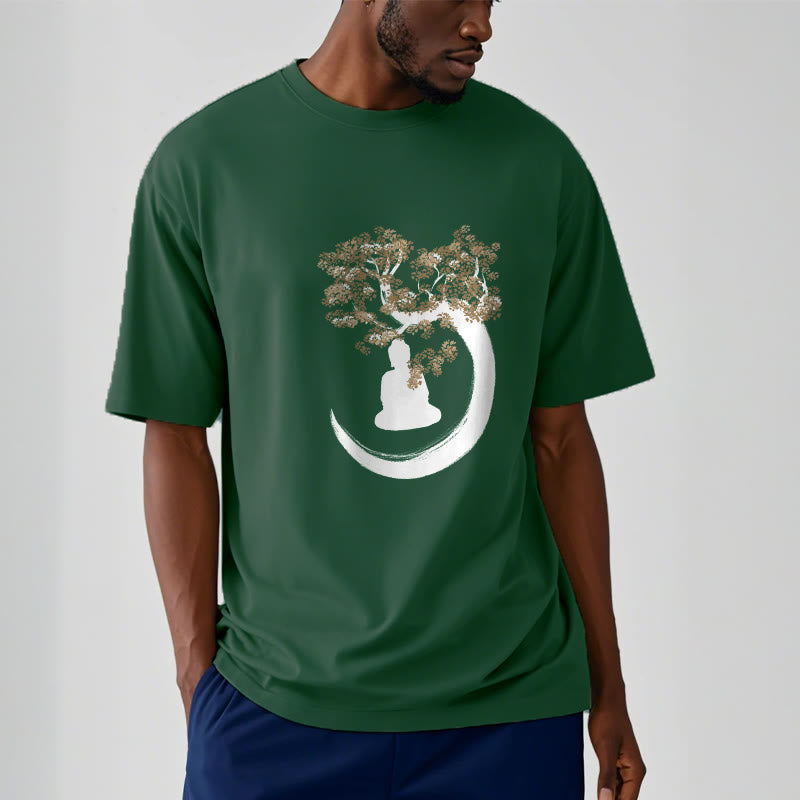 Buddha Stones Budda Siedzący Pod Drzewem Bawełniana Koszulka T-shirt - image 1