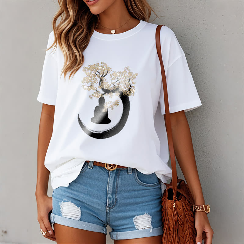 Buddha Stones Budda Siedzący Pod Drzewem Bawełniana Koszulka T-shirt - image 13