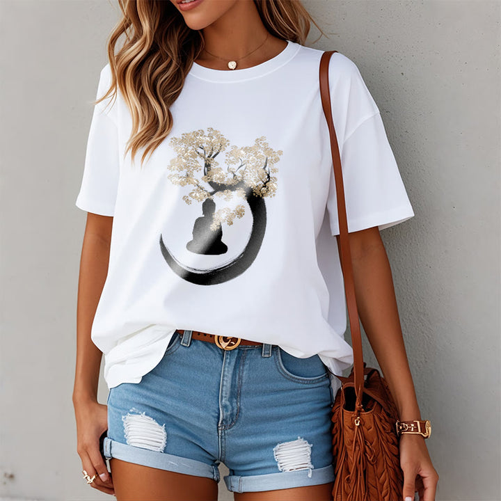 Buddha Stones Budda Siedzący Pod Drzewem Bawełniana Koszulka T-shirt - image 13