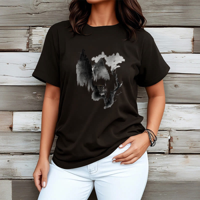 Pawilon Buddha Stones Drzewo Gęsi Wokół Gór Wzór Koszulka T-shirt - image 9