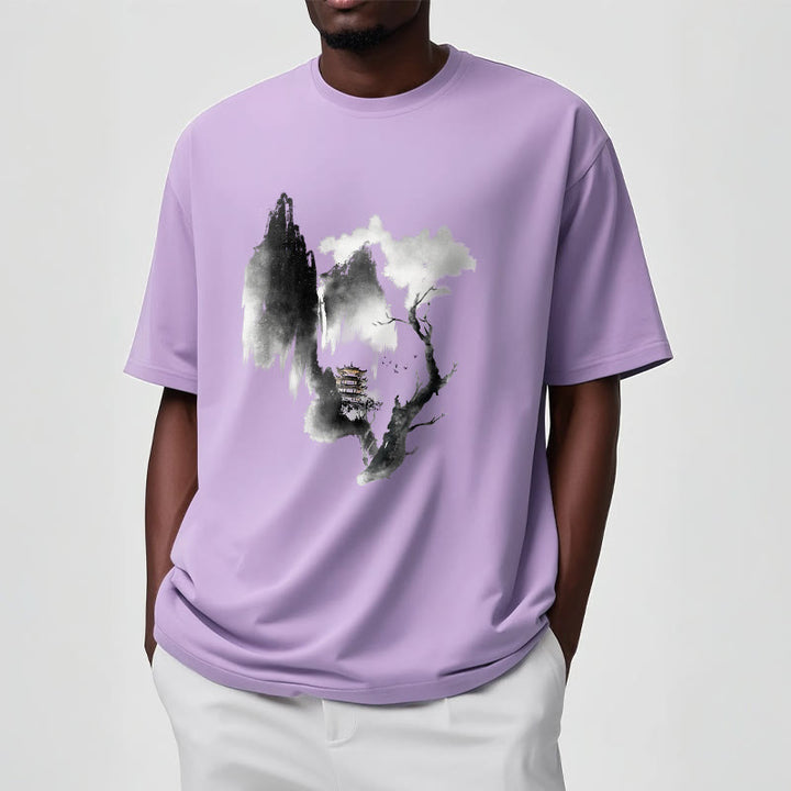 Pawilon Buddha Stones Drzewo Gęsi Wokół Gór Wzór Koszulka T-shirt - image 18
