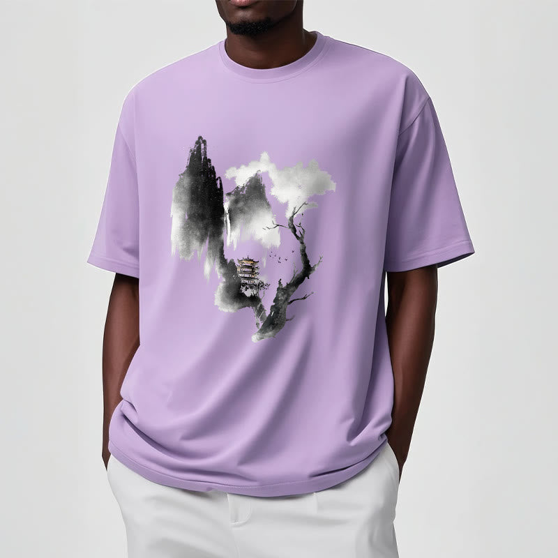 Pawilon Buddha Stones Drzewo Gęsi Wokół Gór Wzór Koszulka T-shirt - image 19