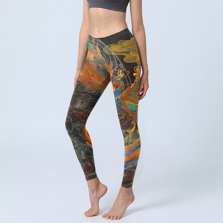 Leginsy do jogi damskie Buddha Stones Vibrant Phoenix Gym - Czarny - US18, UK/AU22, EU50 (4XL) - image 1