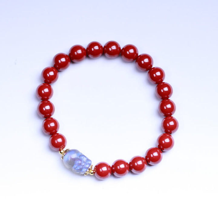Bransoletka z błogosławieństwem PiXiu z Buddha Stones i kamieniem księżycowym Cinnabar