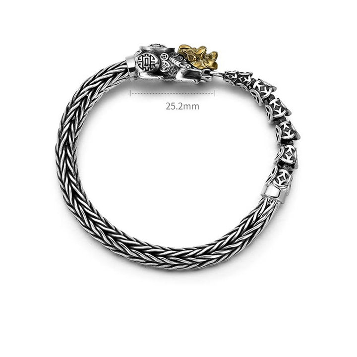 Buddha Stones 925 Srebro Sterlingowe PiXiu Miedziane Monety Sztabki Bogactwo Bransoletka Bangle