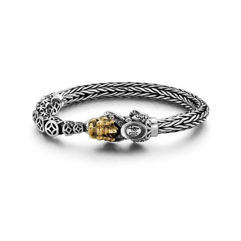 Buddha Stones 925 Srebro Sterlingowe PiXiu Miedziane Monety Sztabki Bogactwo Bransoletka Bangle