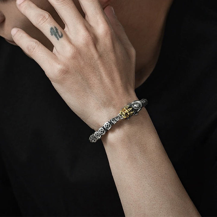 Buddha Stones 925 Srebro Sterlingowe PiXiu Miedziane Monety Sztabki Bogactwo Bransoletka Bangle - image 9