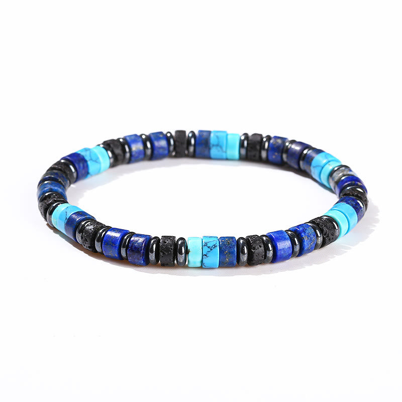 Bransoletka wspierająca z Buddha Stones: hematyt, turkus, lazuryt, lapis lazuli, skała lawowa, czarny brokat - image 1