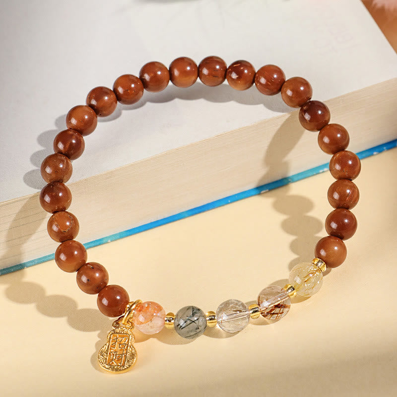 Buddha Stones Zielony Fantom Cytryn Rutilowany Kwarc Super Siedem Kryształów Pewność Przyciągaj Bogactwo Bransoletka