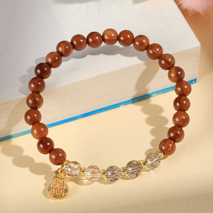 Buddha Stones Zielony Fantom Cytryn Rutilowany Kwarc Super Siedem Kryształów Pewność Przyciągaj Bogactwo Bransoletka