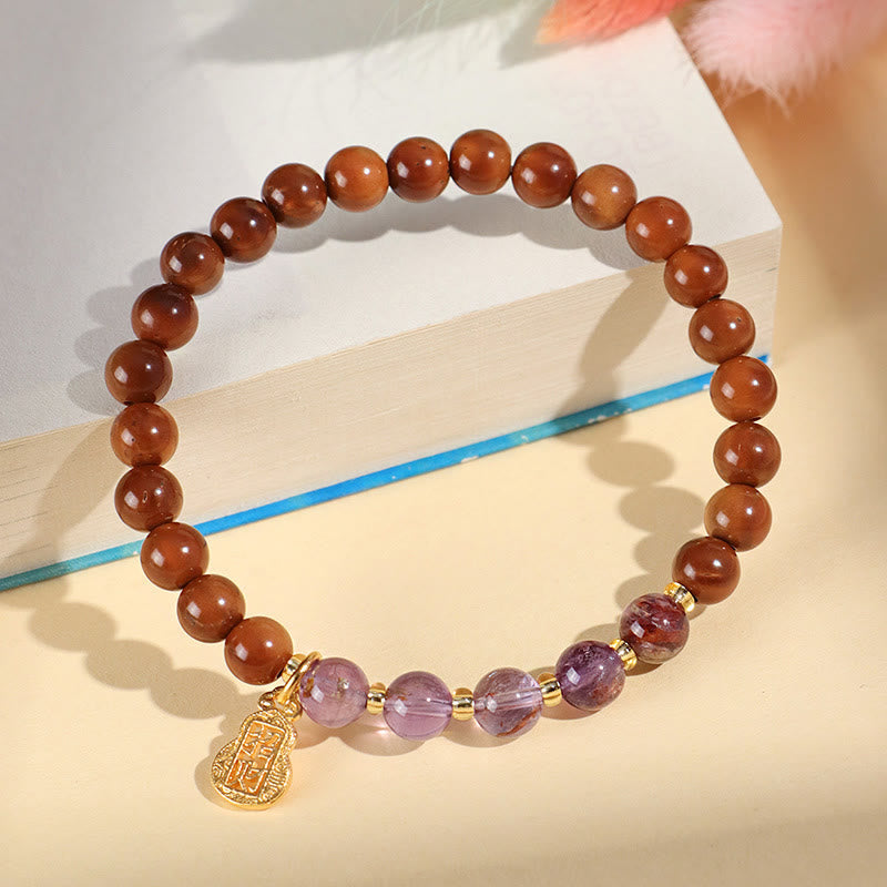 Buddha Stones Zielony Fantom Cytryn Rutilowany Kwarc Super Siedem Kryształów Pewność Przyciągaj Bogactwo Bransoletka