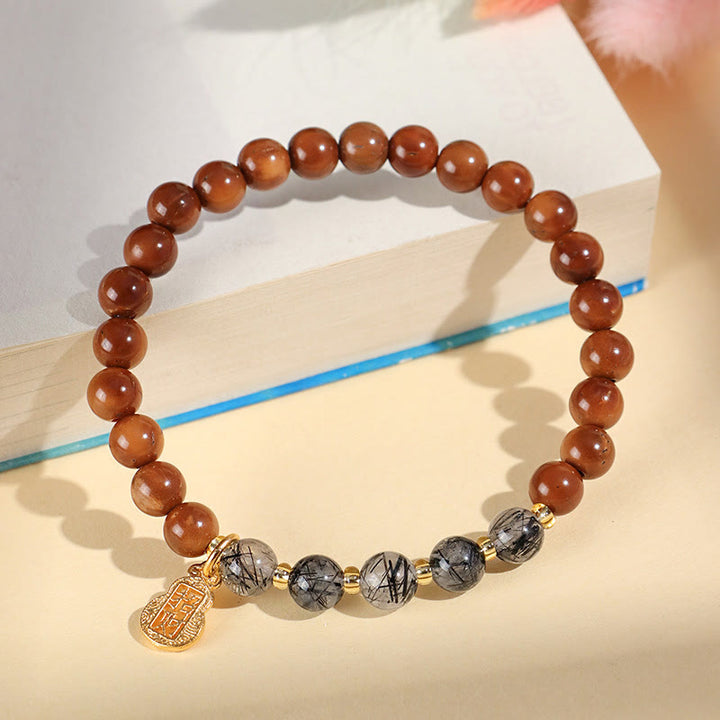 Buddha Stones Zielony Fantom Cytryn Rutilowany Kwarc Super Siedem Kryształów Pewność Przyciągaj Bogactwo Bransoletka