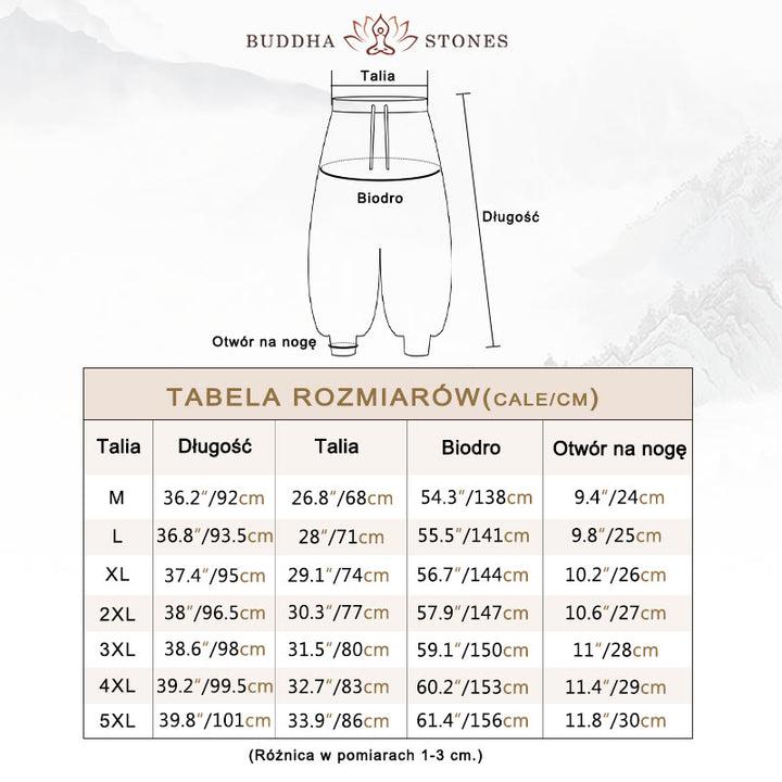 Spodnie haremowe męskie z kieszeniami Buddha Stones Casual Plain Cotton