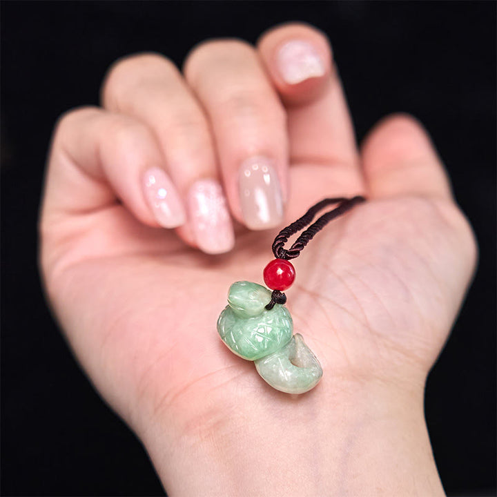 Buddha Stones Chiński Zodiak Rok Węża Naturalny Jadeit Naszyjnik Szczęście Wisiorek - image 7