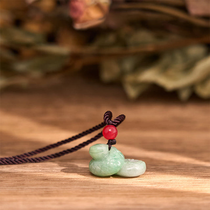 Buddha Stones Chiński Zodiak Rok Węża Naturalny Jadeit Naszyjnik Szczęście Wisiorek - image 4
