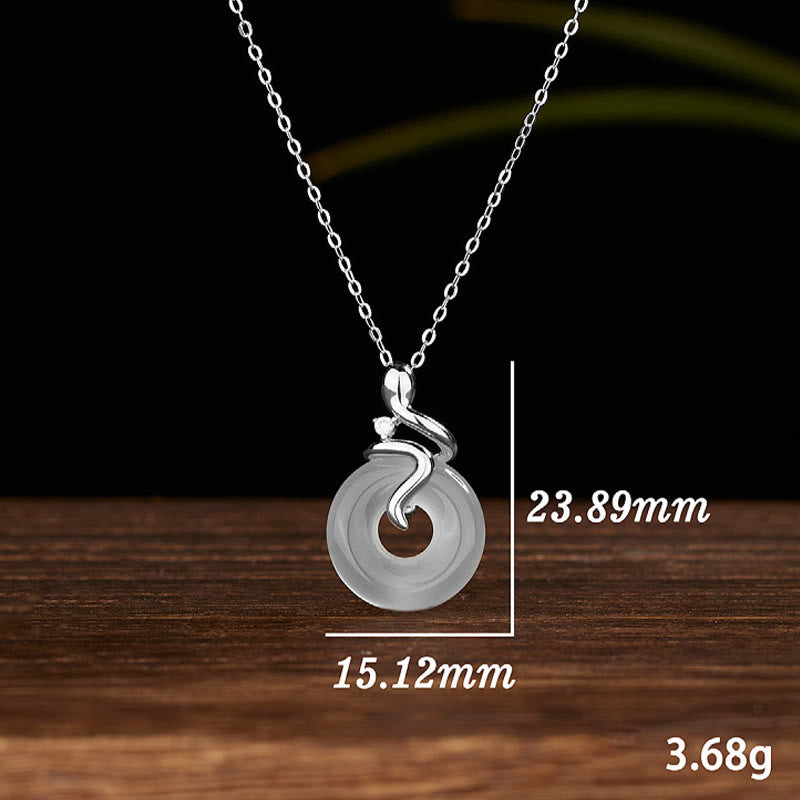 Buddha Stones 925 Srebro Sterling Rok Węża Chalcedon Klamra Pokoju Pozytywny Naszyjnik Wisiorek