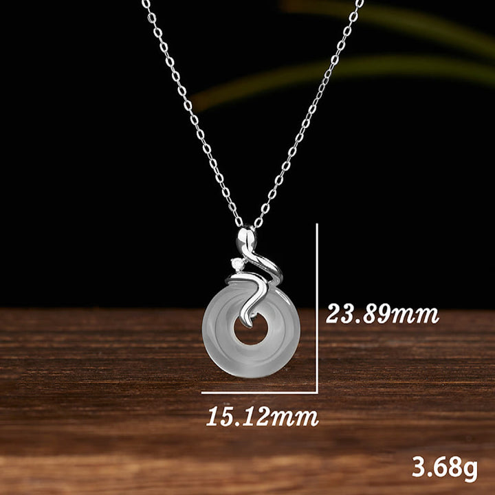 Buddha Stones 925 Srebro Sterling Rok Węża Chalcedon Klamra Pokoju Pozytywny Naszyjnik Wisiorek