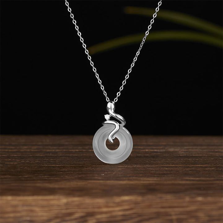 Buddha Stones 925 Srebro Sterling Rok Węża Chalcedon Klamra Pokoju Pozytywny Naszyjnik Wisiorek