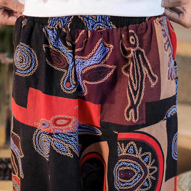 Spodnie haremowe męskie z kieszeniami i siatką z motywem kwiatów Buddha Stones - image 9