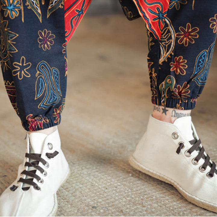 Buddha Stones Kolorowe Wielbłądzie Wzór Bawełniane Męskie Spodnie Harem Z Kieszeniami - image 10