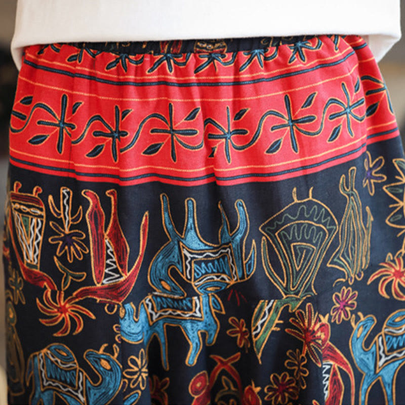 Buddha Stones Kolorowe Wielbłądzie Wzór Bawełniane Męskie Spodnie Harem Z Kieszeniami - image 8