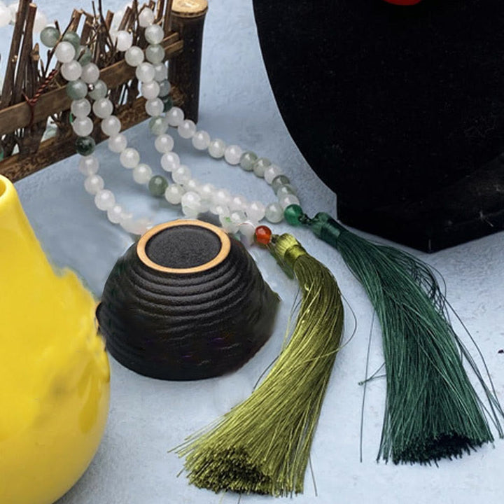 Buddha Stones 108 Mala Beads Naturalna Bransoletka Szczęścia Tianshan Jade Tassel