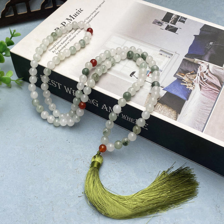 Buddha Stones 108 Mala Beads Naturalna Bransoletka Szczęścia Tianshan Jade Tassel