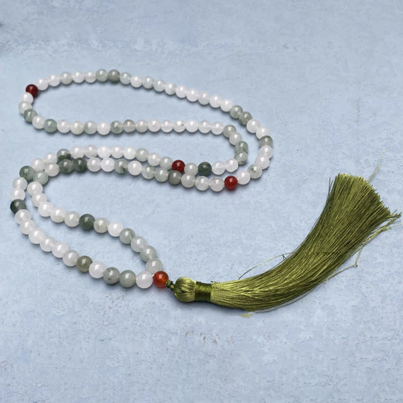 Buddha Stones 108 Mala Beads Naturalna Bransoletka Szczęścia Tianshan Jade Tassel