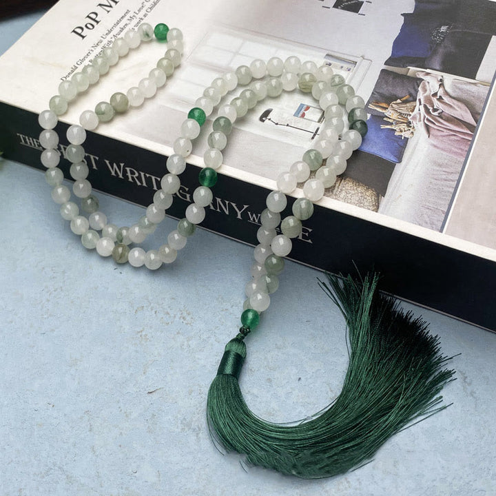 Buddha Stones 108 Mala Beads Naturalna Bransoletka Szczęścia Tianshan Jade Tassel