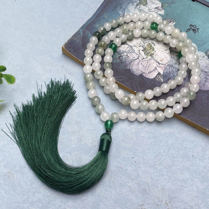 Buddha Stones 108 Mala Beads Naturalna Bransoletka Szczęścia Tianshan Jade Tassel