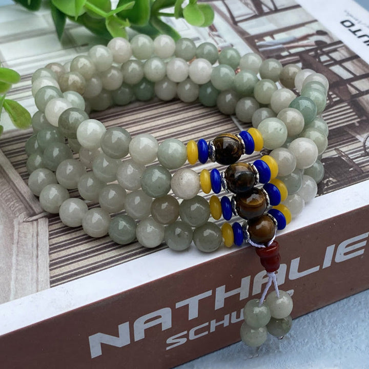 Buddha Stones 108 koralików Mala Naturalna bransoletka z jadeitu shetai szczęścia i dobrobytu