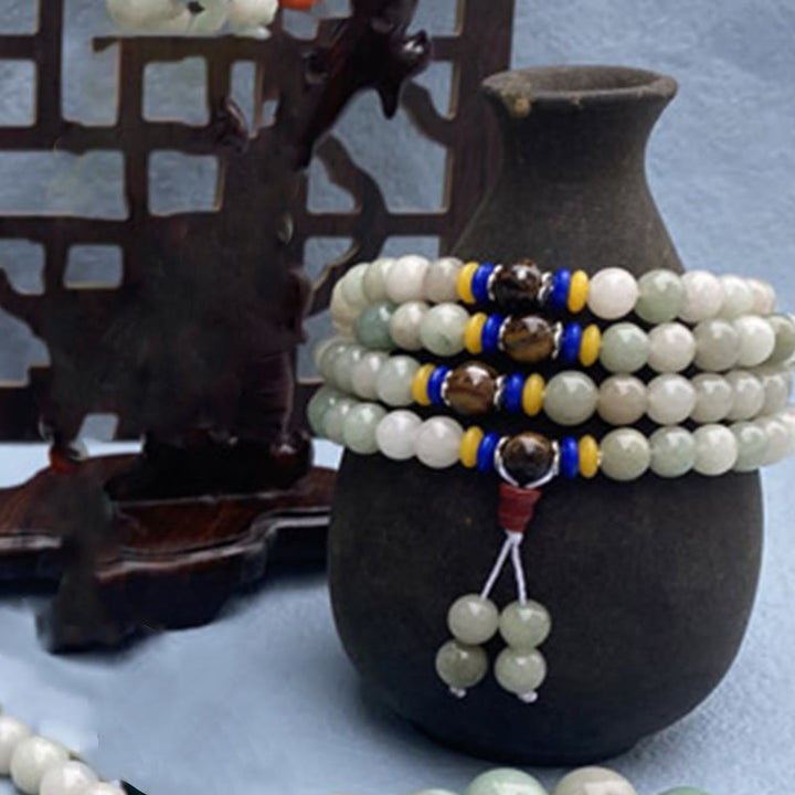 Buddha Stones 108 koralików Mala Naturalna bransoletka z jadeitu shetai szczęścia i dobrobytu