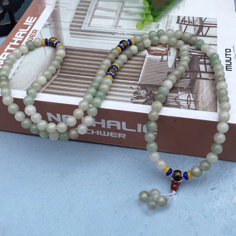 Buddha Stones 108 koralików Mala Naturalna bransoletka z jadeitu shetai szczęścia i dobrobytu