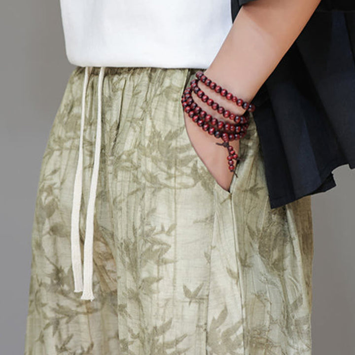 Buddha Stones Bambusowe Spodnie Męskie Z Kieszeniami Zapinane Na Kostkach Żabką - image 9