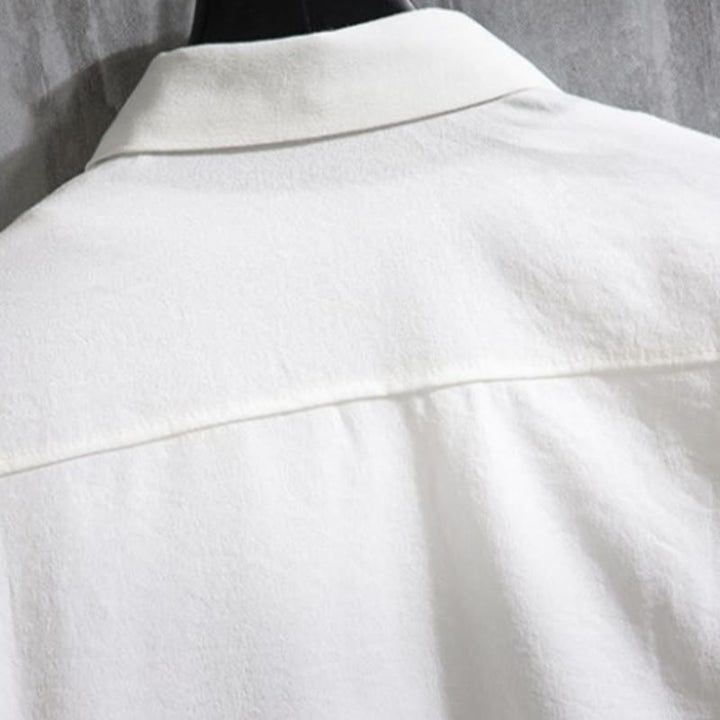 Koszula męska Buddha Stones Casual Solid Color z guzikami z przodu i rękawami trzy czwarte - image 10