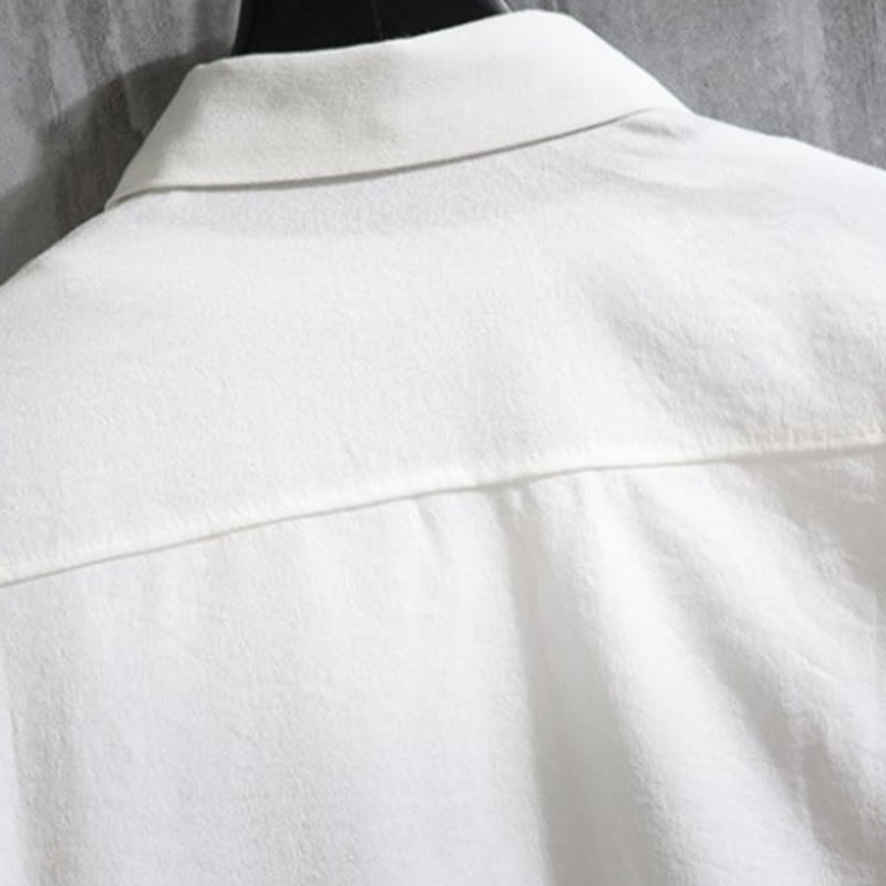 Koszula męska Buddha Stones Casual Solid Color z guzikami z przodu i rękawami trzy czwarte - image 10