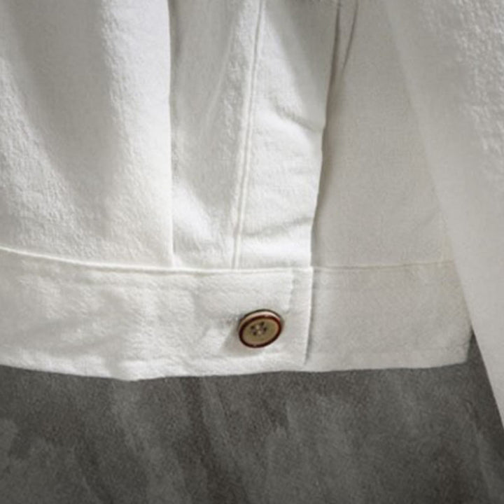 Koszula męska Buddha Stones Casual Solid Color z guzikami z przodu i rękawami trzy czwarte - image 8