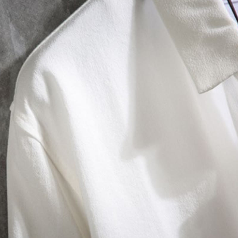 Koszula męska Buddha Stones Casual Solid Color z guzikami z przodu i rękawami trzy czwarte - image 3