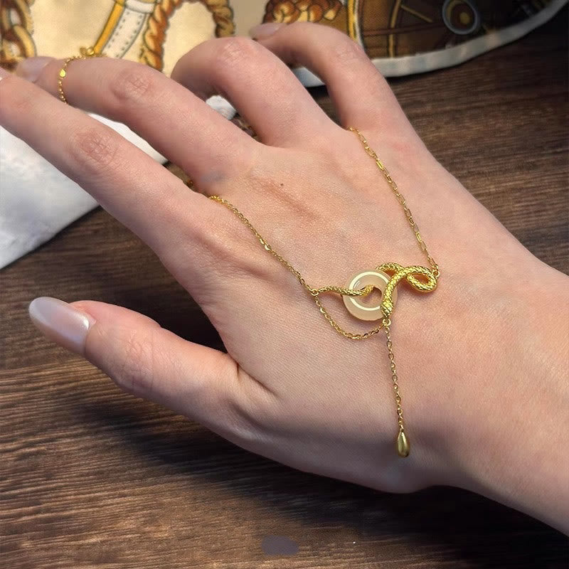 Buddha Stones Chalcedon Pokojowa Klamra 925 Srebro Złoto Rok Węża Naszyjnik Wisiorek Harmonia