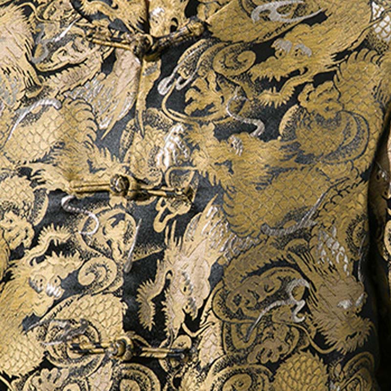 Buddha Stones Chiński Smok Żaba-guzik Tang Suit Bawełniana męska kurtka Koszula  - image 10