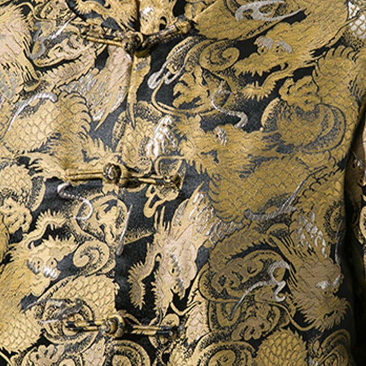 Buddha Stones Chiński Smok Żaba-guzik Tang Suit Bawełniana męska kurtka Koszula  - image 10