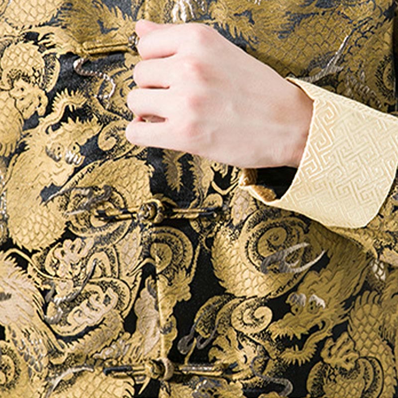 Buddha Stones Chiński Smok Żaba-guzik Tang Suit Bawełniana męska kurtka Koszula  - image 9