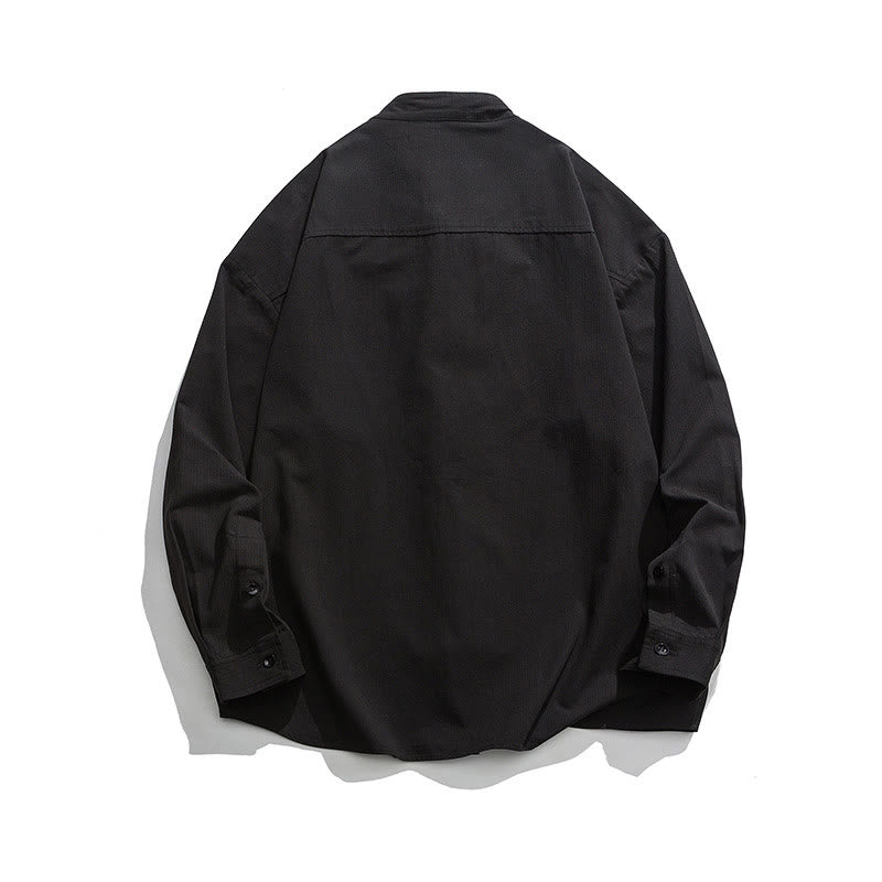 Buddha Stones Jednokolorowa Żabka-guzik Tang Suit Bawełniana męska kurtka Koszula  - image 9