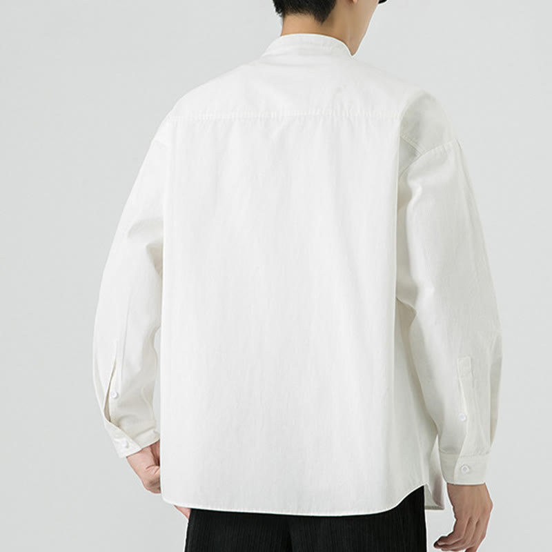 Buddha Stones Jednokolorowa Żabka-guzik Tang Suit Bawełniana męska kurtka Koszula  - image 14