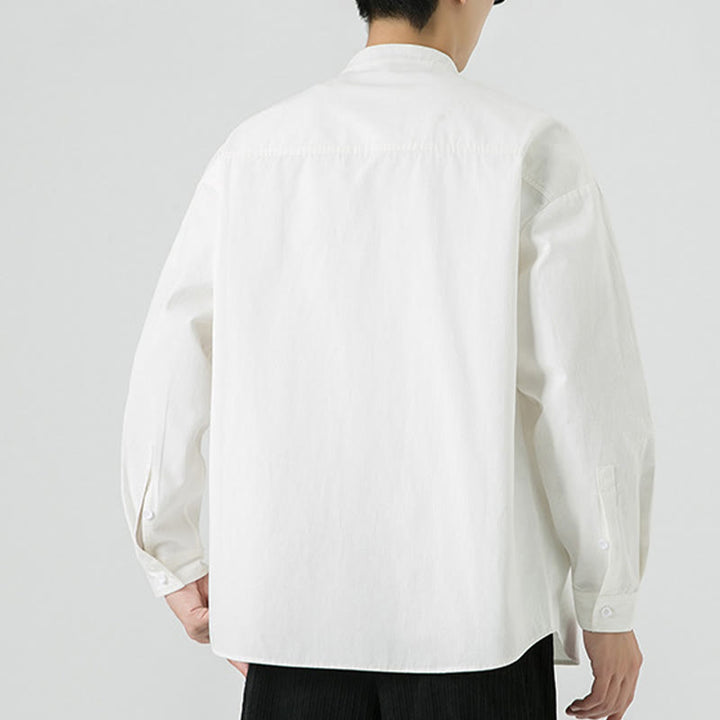 Buddha Stones Jednokolorowa Żabka-guzik Tang Suit Bawełniana męska kurtka Koszula  - image 14