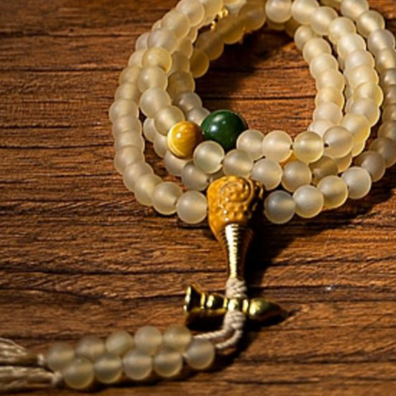 Buddha Stones Tybet 108 Mala Koraliki Chiński Zodiak Natal Budda Naturalny Owczy Róg Bransoletka Bogactwa