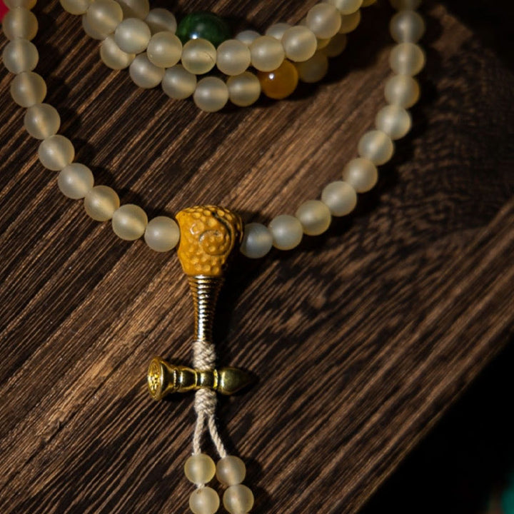 Buddha Stones Tybet 108 Mala Koraliki Chiński Zodiak Natal Budda Naturalny Owczy Róg Bransoletka Bogactwa